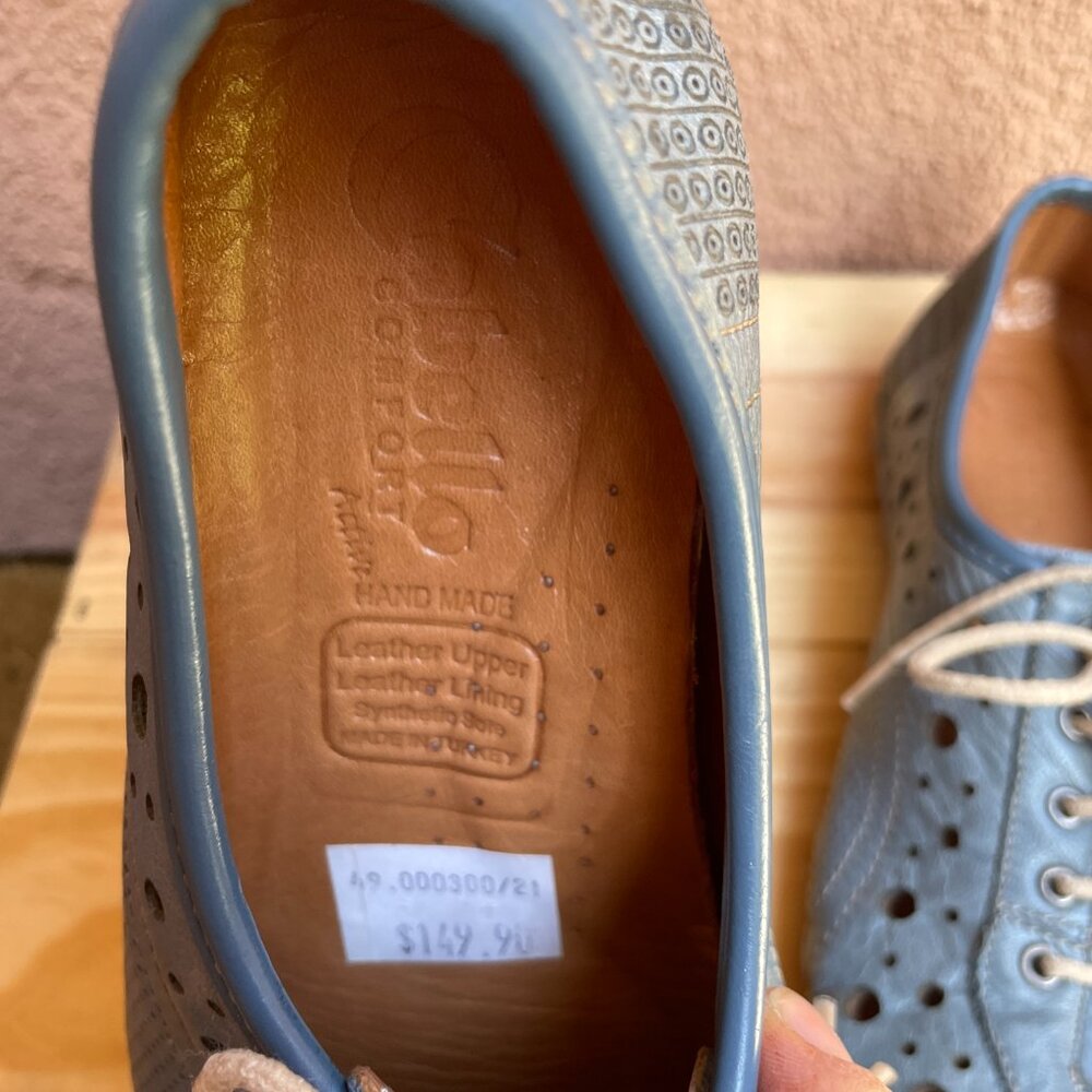 Cabello Blue polka dot punch leather sneaker Size 6 / EU 36 - Picture 12 of 13